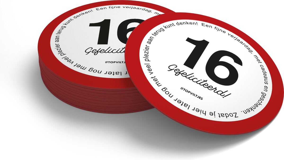 Bierviltjes Verjaardag | 16 jaar (20 stuks)